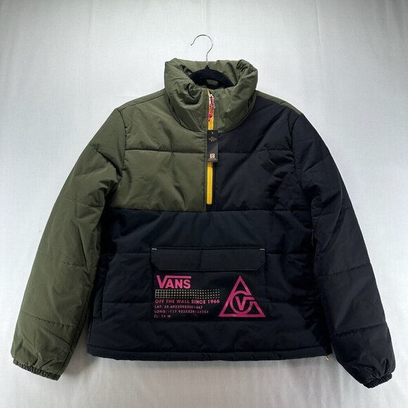 Vans Jackets & Blazers - VANS Jacket Womens Sz XS 66 Supply Po Puffer MTE Pullover Insulated Green Black
